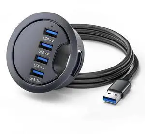 WRIARICH 60mm Desk Grommet Flush Mount 4-Port USB 3.0 Hub Splitter, 5Gbps High Speed Expansion Dock Station for Office Desktop PC Cable Hole Installation WRIARICH 60mm Desk Grommet Flush Mount 4-Port USB 3.0 Hub Splitter, 5Gbps High Speed Expansion Dock Station for Office Desktop PC Cable Hole Installation