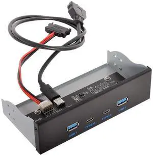 WRIARICH 5.25 Inch Optical Drive Bay 4-Port Front Panel Hub, USB-C + USB 3.0 Splitter with 20Pin Internal Cable Connects to Motherboard USB Header for Desktop PC Chassis WRIARICH 5.25 Inch Optical Drive Bay 4-Port Front Panel Hub, USB-C + USB 3.0 Splitter with 20Pin Internal Cable Connects to Motherboard USB Header for Desktop PC Chassis
