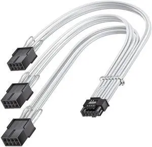 WRIARICH White Sleeved 16Pin 12VHPWR GPU Extension Cable, PCIe 5.0 12V-2x6 Male to 3×PCIe 8Pin Female Adapter Cord, 30CM, Compatible with RTX 5080/5070/5070Ti/4080/4070Ti/3090Ti WRIARICH White Sleeved 16Pin 12VHPWR GPU Extension Cable, PCIe 5.0 12V-2x6 Male to 3×PCIe 8Pin Female Adapter Cord, 30CM, Compatible with RTX 5080/5070/5070Ti/4080/4070Ti/3090Ti