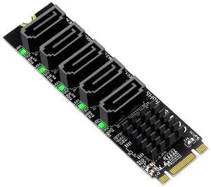 WRIARICH 5 Ports M.2 B+M Key to SATA 3.0 Expansion Adapter with JMB575 Chip, NGFF 1-to-5 SATA Converter Card with LED Activity Indicators WRIARICH 5 Ports M.2 B+M Key to SATA 3.0 Expansion Adapter with JMB575 Chip, NGFF 1-to-5 SATA Converter Card with LED Activity Indicators