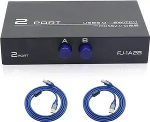 WRIARICH 2-Port USB 2.0 Printer Sharing Switch, USB Device Port Splitter for 2 Computers Share One Peripheral, Comes with 2PCS USB 2.0 Male Cables WRIARICH 2-Port USB 2.0 Printer Sharing Switch, USB Device Port Splitter for 2 Computers Share One Peripheral, Comes with 2PCS USB 2.0 Male Cables