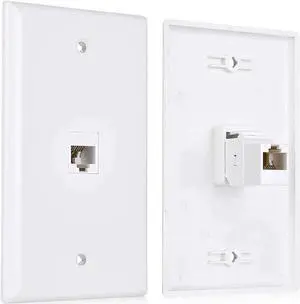 WRIARICH 2-Pack Single Port Cat6 Ethernet Wall Plate White, with Cat5/Cat6 Keystone Jack WRIARICH 2-Pack Single Port Cat6 Ethernet Wall Plate White, with Cat5/Cat6 Keystone Jack
