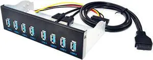 WRIARICH 5.25 Inch Drive Bay 8-Port USB 3.0 Front Panel Hub, 20Pin Motherboard Header Splitter Adapter with 8 USB3.0 Type-A Female Ports for Desktop PC Chassis WRIARICH 5.25 Inch Drive Bay 8-Port USB 3.0 Front Panel Hub, 20Pin Motherboard Header Splitter Adapter with 8 USB3.0 Type-A Female Ports for Desktop PC Chassis