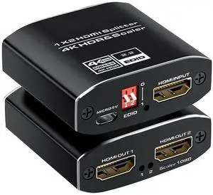 WRIARICH 1 in 2 Out HDMI 2.0 Splitter 4K@60Hz HDR Mirror Duplicate Screen Splitter with EDID Control HDCP2.2 for Xbox PS5 PS4 PS3 PC DVD Fire Stick Blu-Ray Player TV Monitor WRIARICH 1 in 2 Out HDMI 2.0 Splitter 4K@60Hz HDR Mirror Duplicate Screen Splitter with EDID Control HDCP2.2 for Xbox PS5 PS4 PS3 PC DVD Fire Stick Blu-Ray Player TV Monitor