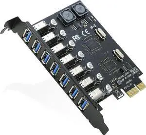WRIARICH RIITOP PCIe X1 7-Port USB 3.0 Expansion Card, PCI Express 7 External USB3.0 Hub Adapter, 5Gbps High Speed, No Extra SATA Power Required for Desktop PCs WRIARICH RIITOP PCIe X1 7-Port USB 3.0 Expansion Card, PCI Express 7 External USB3.0 Hub Adapter, 5Gbps High Speed, No Extra SATA Power Required for Desktop PCs