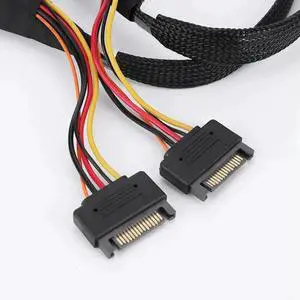 WRIARICH 50cm SlimSAS 8X Fanout Cable, SFF-8654 74Pin Host to Dual SFF-8639 U.2 NVMe SSD Adapter Cable, PCIe 4.0 Internal Server Storage RAID Cable WRIARICH 50cm SlimSAS 8X Fanout Cable, SFF-8654 74Pin Host to Dual SFF-8639 U.2 NVMe SSD Adapter Cable, PCIe 4.0 Internal Server Storage RAID Cable