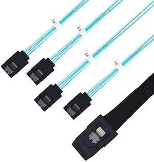 WRIARICH 2M SFF-8087 Mini SAS to 4 SATA Breakout Cable for RAID Controller & HBA Card WRIARICH 2M SFF-8087 Mini SAS to 4 SATA Breakout Cable for RAID Controller & HBA Card