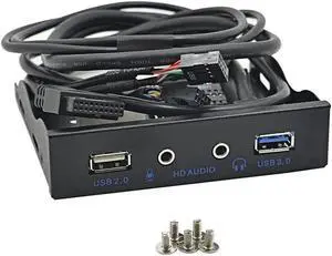 3.5 Inch Floppy Bay Multi-Function Front Panel Hub, 2×USB3.0 + HD Audio & Mic Jack Metal Expansion Bracket, Comes with 20Pin USB3.0 + 10Pin USB2.0 Internal Adapter Cables for Desktop PC Chassis 3.5 Inch Floppy Bay Multi-Function Front Panel Hub, 2×USB3.0 + HD Audio & Mic Jack Metal Expansion Bracket, Comes with 20Pin USB3.0 + 10Pin USB2.0 Internal Adapter Cables for Desktop PC Chassis