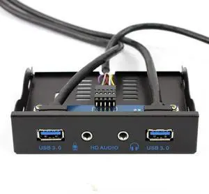 WRIARICH 2-Port USB 3.0 Front Panel Bracket, 3.5" Floppy Bay Mount, 19Pin to USB 3.0 Hub with HD Audio & Mic Port, Black for Desktop PC WRIARICH 2-Port USB 3.0 Front Panel Bracket, 3.5" Floppy Bay Mount, 19Pin to USB 3.0 Hub with HD Audio & Mic Port, Black for Desktop PC