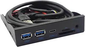 WRIARICH 3.5 Inch Floppy Bay Front Panel Hub, USB3.2 Gen1 5Gbps Type-C + 2×USB-A, SD/TF Card Reader & 4-Pole 3.5mm HD Audio Jack, Internal PC Case Expansion Adapter WRIARICH 3.5 Inch Floppy Bay Front Panel Hub, USB3.2 Gen1 5Gbps Type-C + 2×USB-A, SD/TF Card Reader & 4-Pole 3.5mm HD Audio Jack, Internal PC Case Expansion Adapter