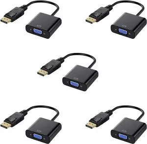 WRIARICH DisplayPort to VGA, Gold-Plated DP to VGA Adapter (Male to Female) Compatible with Computer, Desktop, Laptop, PC, Monitor, Projector, HDTV (Black) 5-Pack WRIARICH DisplayPort to VGA, Gold-Plated DP to VGA Adapter (Male to Female) Compatible with Computer, Desktop, Laptop, PC, Monitor, Projector, HDTV (Black) 5-Pack