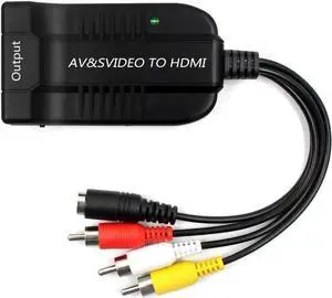 WRIARICH AV CVBS & S-Video Female to HDMI Converter Adapter with Micro USB Power Cable, Analog to Digital Signal Transmitter for DVD HDTV WRIARICH AV CVBS & S-Video Female to HDMI Converter Adapter with Micro USB Power Cable, Analog to Digital Signal Transmitter for DVD HDTV