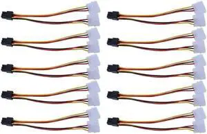 WRIARICH 10 Pack PCI-E 6Pin Y-Splitter Power Adapter Cables, Dual Molex 4Pin to Single PCIe 6Pin GPU Power Conversion Cord WRIARICH 10 Pack PCI-E 6Pin Y-Splitter Power Adapter Cables, Dual Molex 4Pin to Single PCIe 6Pin GPU Power Conversion Cord