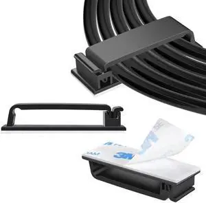 WRIARICH 50Pcs Large Size Black Self-Adhesive Cable Clips, Cord Holder Wire Organizer for Desk Wall Car TV PC Ethernet Cable Management WRIARICH 50Pcs Large Size Black Self-Adhesive Cable Clips, Cord Holder Wire Organizer for Desk Wall Car TV PC Ethernet Cable Management