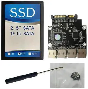WRIARICH 4-Port SD/TF to SATA Adapter, 2.5 Inch Card Converter for PC Motherboard & DVR WRIARICH 4-Port SD/TF to SATA Adapter, 2.5 Inch Card Converter for PC Motherboard & DVR