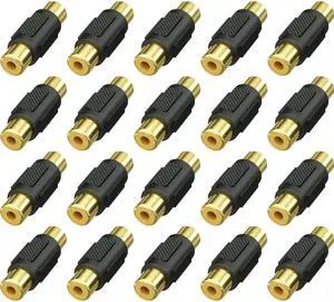 WRIARICH 20 Pack Gold Plated RCA Female to Female Audio Video Coupler WRIARICH 20 Pack Gold Plated RCA Female to Female Audio Video Coupler