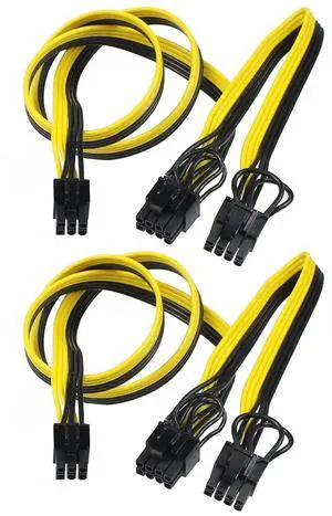 WRIARICH 2 Pack 6Pin Male to Dual 8Pin(6+2) Male PCIe Splitter Power Cable, 18AWG Ribbon Extension Cord for Graphics Card WRIARICH 2 Pack 6Pin Male to Dual 8Pin(6+2) Male PCIe Splitter Power Cable, 18AWG Ribbon Extension Cord for Graphics Card
