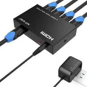 WRIARICH MT-ViKI 1x4 Powered HDMI Splitter, 1 In 4 Out with AC Power Adapter, Supports 4K@30Hz 3D Full HD for PS4 Fire Stick HDTV Projector WRIARICH MT-ViKI 1x4 Powered HDMI Splitter, 1 In 4 Out with AC Power Adapter, Supports 4K@30Hz 3D Full HD for PS4 Fire Stick HDTV Projector