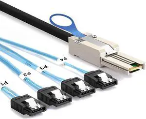 WRIARICH 1M SFF-8088 36Pin External Mini SAS Male to 4 SATA 7Pin Female Breakout Cable with Locking Latches, 3.3FT RAID Controller to Hard Drive Backplane Cable WRIARICH 1M SFF-8088 36Pin External Mini SAS Male to 4 SATA 7Pin Female Breakout Cable with Locking Latches, 3.3FT RAID Controller to Hard Drive Backplane Cable