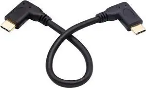 WRIARICH 20cm 90 Degree USB 3.1 Gen2 Type C Male to Male Cable, 10Gbps Data Cord for Charging, Audio & Video, Compatible with MacBook Pro, USB-C Hub and Laptops WRIARICH 20cm 90 Degree USB 3.1 Gen2 Type C Male to Male Cable, 10Gbps Data Cord for Charging, Audio & Video, Compatible with MacBook Pro, USB-C Hub and Laptops