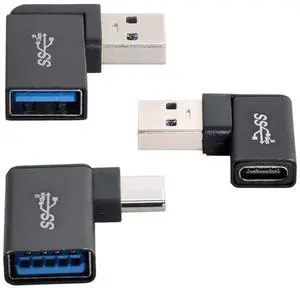 WRIARICH 3Pcs 90 Degree Angled USB 3.1 Type-C Male to USB 3.0 Type-A Female OTG Adapter, 10Gbps Data Converter WRIARICH 3Pcs 90 Degree Angled USB 3.1 Type-C Male to USB 3.0 Type-A Female OTG Adapter, 10Gbps Data Converter