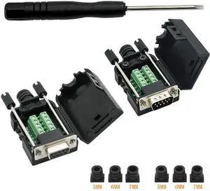 WRIARICH DB9 RS232 Breakout Board Solder-Free Terminal Block Adapter, Male & Female D-SUB Serial Breakout Connector with Protective Housing WRIARICH DB9 RS232 Breakout Board Solder-Free Terminal Block Adapter, Male & Female D-SUB Serial Breakout Connector with Protective Housing