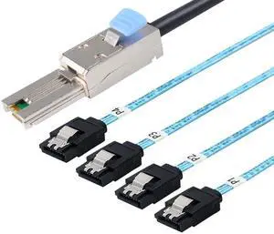 WRIARICH 1M SFF-8088 26Pin External Mini SAS Male to 4 SATA 7Pin Female Breakout Cable with Locking Latches, 3.3FT External RAID Controller to Hard Drive Backplane Cable WRIARICH 1M SFF-8088 26Pin External Mini SAS Male to 4 SATA 7Pin Female Breakout Cable with Locking Latches, 3.3FT External RAID Controller to Hard Drive Backplane Cable