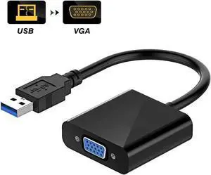 WRIARICH Black USB 3.0 to VGA Multi-Monitor Adapter, Plug-and-Play Display Converter for Windows 7/8/8.1/10, No CD Driver Required WRIARICH Black USB 3.0 to VGA Multi-Monitor Adapter, Plug-and-Play Display Converter for Windows 7/8/8.1/10, No CD Driver Required