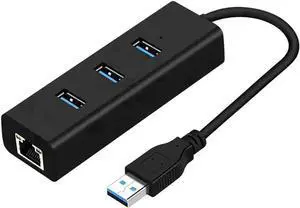 WRIARICH Upgraded USB 3.0 Gigabit Ethernet Adapter with 3-Port USB 3.0 Hub, 10/100/1000 Mbps RJ45 LAN Converter, Portable Docking Station for Laptops Ultrabooks Tablets, Black WRIARICH Upgraded USB 3.0 Gigabit Ethernet Adapter with 3-Port USB 3.0 Hub, 10/100/1000 Mbps RJ45 LAN Converter, Portable Docking Station for Laptops Ultrabooks Tablets, Black