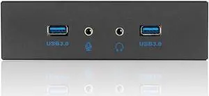 WRIARICH 5.25 Inch PC Front Panel USB Hub, 2 USB3.0 Ports with HD Audio & Mic Jack, 2.6FT 20Pin USB Splitter Cable for Desktop Case Expansion WRIARICH 5.25 Inch PC Front Panel USB Hub, 2 USB3.0 Ports with HD Audio & Mic Jack, 2.6FT 20Pin USB Splitter Cable for Desktop Case Expansion
