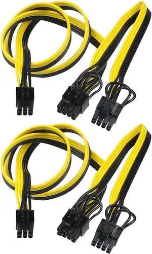 WRIARICH 2 Pack 18AWG Ribbon PCIe 6Pin Male to Dual 6+2Pin GPU Power Splitter Extension Cable WRIARICH 2 Pack 18AWG Ribbon PCIe 6Pin Male to Dual 6+2Pin GPU Power Splitter Extension Cable