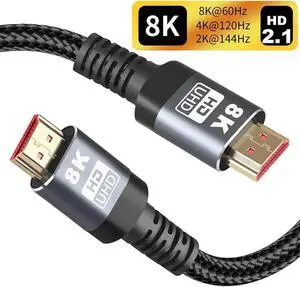 WRIARICH 8K HDMI Cable 2.1 48Gbps 16.4FT/5M, High Speed HDMI Braided Cord-4K@120Hz 8K@60Hz, DTS:X, HDCP 2.2 & 2.3, HDR 10 Compatible with Roku TV/PS5/HDTV/Blu-ray WRIARICH 8K HDMI Cable 2.1 48Gbps 16.4FT/5M, High Speed HDMI Braided Cord-4K@120Hz 8K@60Hz, DTS:X, HDCP 2.2 & 2.3, HDR 10 Compatible with Roku TV/PS5/HDTV/Blu-ray