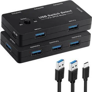 WRIARICH 2 Port USB Switch Selector, 2 Computers Share 4 USB Devices, One Button Switch Box for Keyboard Mouse Printer Scanner WRIARICH 2 Port USB Switch Selector, 2 Computers Share 4 USB Devices, One Button Switch Box for Keyboard Mouse Printer Scanner
