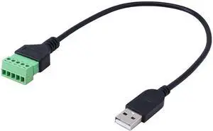 WRIARICH 1FT USB 2.0 Type A Male to 5Pin Screw Terminal Female Adapter Cable, Solderless USB Data & Charging Extension Cord WRIARICH 1FT USB 2.0 Type A Male to 5Pin Screw Terminal Female Adapter Cable, Solderless USB Data & Charging Extension Cord