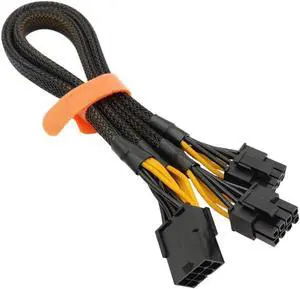 WRIARICH Sleeved 8Pin PCIe Splitter Cable, 33cm (13 Inch), 8Pin Female to Dual 6+2Pin Male GPU Power Adapter WRIARICH Sleeved 8Pin PCIe Splitter Cable, 33cm (13 Inch), 8Pin Female to Dual 6+2Pin Male GPU Power Adapter