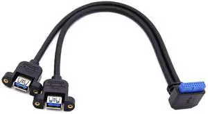 WRIARICH 30cm 90-Degree Up Angled USB 3.0 Front Panel Cable, Dual USB 3.0 Female to Motherboard 20Pin Male Header with Screw Mount WRIARICH 30cm 90-Degree Up Angled USB 3.0 Front Panel Cable, Dual USB 3.0 Female to Motherboard 20Pin Male Header with Screw Mount