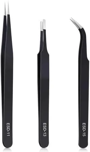 WRIARICH 3PCS ESD Anti-Static Stainless Steel Precision Tweezers Kit for Soldering, Lab, Jewelry, Model & Craft WRIARICH 3PCS ESD Anti-Static Stainless Steel Precision Tweezers Kit for Soldering, Lab, Jewelry, Model & Craft