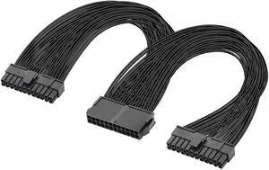 WRIARICH 32CM(1Ft) ATX 24Pin (20+4) Y-Splitter Power Cable, PSU Female to Dual Male Adapter Cord for Dual Motherboard Synchronous Power Supply WRIARICH 32CM(1Ft) ATX 24Pin (20+4) Y-Splitter Power Cable, PSU Female to Dual Male Adapter Cord for Dual Motherboard Synchronous Power Supply
