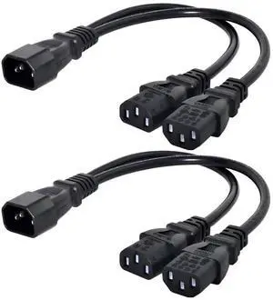 WRIARICH 2 Pack IEC C14 Male to Dual C13 Female Y Splitter Power Cord 10A 250V for PC Monitor PDU Printer Server Chassis WRIARICH 2 Pack IEC C14 Male to Dual C13 Female Y Splitter Power Cord 10A 250V for PC Monitor PDU Printer Server Chassis