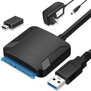 WRIARICH USB 3.0 to SATA III Hard Drive Adapter Cable with External Power Supply, SATA to USB Converter for 2.5 & 3.5 Inch HDD SSD WRIARICH USB 3.0 to SATA III Hard Drive Adapter Cable with External Power Supply, SATA to USB Converter for 2.5 & 3.5 Inch HDD SSD
