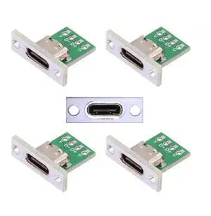 WRIARICH 5Pcs DIY Panel Mount USB-C Female Socket with PCB Board, 24Pin USB 2.0 Type-C Connector Replacement Parts for Custom Equipment WRIARICH 5Pcs DIY Panel Mount USB-C Female Socket with PCB Board, 24Pin USB 2.0 Type-C Connector Replacement Parts for Custom Equipment