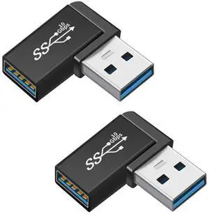 WRIARICH 2 Pack Black 90 Degree Right Angle USB 3.0 Male to Female Adapter, Low Profile USB Extension Converter for External Hard Drive, Flash Drive, WiFi Adapter, Camera, Mouse Keyboard WRIARICH 2 Pack Black 90 Degree Right Angle USB 3.0 Male to Female Adapter, Low Profile USB Extension Converter for External Hard Drive, Flash Drive, WiFi Adapter, Camera, Mouse Keyboard