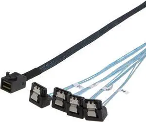 WRIARICH Internal HD Mini SAS (SFF-8643 Host) - 4X SATA (Target) Angle Cable, SFF-8643 for Controller, 4 Sata Connect to Hard Drive, 1M / 3.3FT WRIARICH Internal HD Mini SAS (SFF-8643 Host) - 4X SATA (Target) Angle Cable, SFF-8643 for Controller, 4 Sata Connect to Hard Drive, 1M / 3.3FT