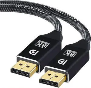 8K DP 1.4 Cable 16.4Feet, 8K Displayport Cable, Durable Pure Copper Cord, 32.4Gbps Ultra High Speed, 8K@60Hz, 4K@144Hz, Support HBR3, DSC 1.2, HDR10, Compatible for Graphics Card, VR Headset, Black 8K DP 1.4 Cable 16.4Feet, 8K Displayport Cable, Durable Pure Copper Cord, 32.4Gbps Ultra High Speed, 8K@60Hz, 4K@144Hz, Support HBR3, DSC 1.2, HDR10, Compatible for Graphics Card, VR Headset, Black