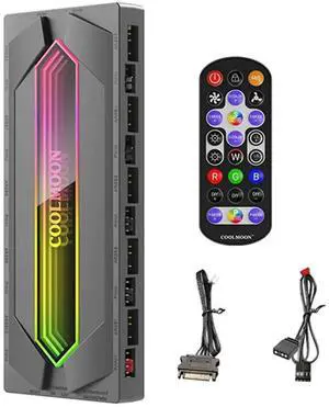 WRIARICH 5V 3-Pin ARGB & PWM Dual Fan Hub with Remote Control & SATA Power Input, PC Chassis Fan Splitter Controller WRIARICH 5V 3-Pin ARGB & PWM Dual Fan Hub with Remote Control & SATA Power Input, PC Chassis Fan Splitter Controller