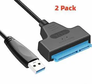 WRIARICH 2 Pack USB 3.0 to SATA III Hard Drive Adapter Cable, UASP Supported SATA to USB Cable for 2.5 Inch SATA SSD HDD WRIARICH 2 Pack USB 3.0 to SATA III Hard Drive Adapter Cable, UASP Supported SATA to USB Cable for 2.5 Inch SATA SSD HDD