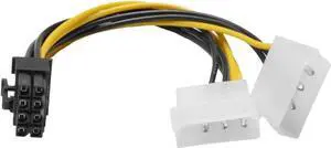 WRIARICH 6 Inch Dual 4Pin Molex to 8Pin PCIe Power Adapter Cable, 2x LP4 Molex to PCI Express 8Pin GPU Converter Cord for ATX PSU Graphics Card WRIARICH 6 Inch Dual 4Pin Molex to 8Pin PCIe Power Adapter Cable, 2x LP4 Molex to PCI Express 8Pin GPU Converter Cord for ATX PSU Graphics Card