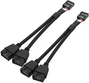 WRIARICH 2 Pack Black Braided Motherboard USB 2.0 Header Splitter Cable, Single 9Pin USB 2.0 Header to Dual 9Pin Internal Extension Cord WRIARICH 2 Pack Black Braided Motherboard USB 2.0 Header Splitter Cable, Single 9Pin USB 2.0 Header to Dual 9Pin Internal Extension Cord