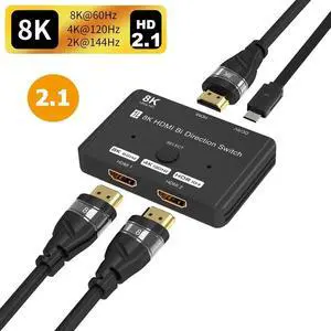 WRIARICH 8K Bi-Directional HDMI Switch 4K 120Hz HDR, 48Gbps High Speed 2 in 1 Out / 1 in 2 Out Aluminum HDMI Splitter, Support 8K@60Hz for PS5, Xbox Series X, Apple TV, Samsung LG TV WRIARICH 8K Bi-Directional HDMI Switch 4K 120Hz HDR, 48Gbps High Speed 2 in 1 Out / 1 in 2 Out Aluminum HDMI Splitter, Support 8K@60Hz for PS5, Xbox Series X, Apple TV, Samsung LG TV