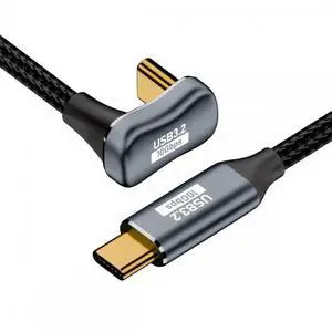 WRIARICH 50cm U-Shape Back Angled USB-C to USB-C Cable, USB 3.1 10Gbps 100W Male to Male Extension Cord with Protective Sleeve WRIARICH 50cm U-Shape Back Angled USB-C to USB-C Cable, USB 3.1 10Gbps 100W Male to Male Extension Cord with Protective Sleeve